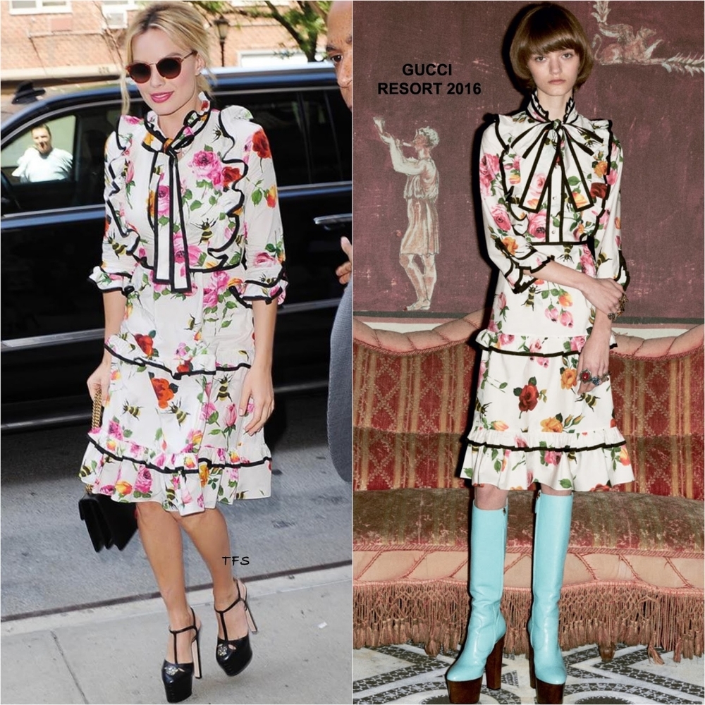 Gucci ruffled floral printed dress